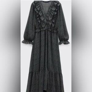 Zara Black Patterned Kids Dress